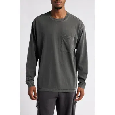 Bp. Oversize Long Sleeve Pocket T-shirt In Grey Depths Washed