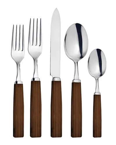 Broggi For Vista Alegre 5-piece Dakar Acacia Flatware Set In Silver