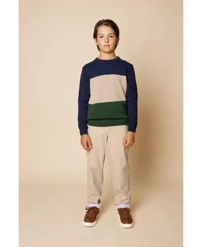 Brooks Brothers Kids' B By  Big Boys Color Block Sweater In Navy