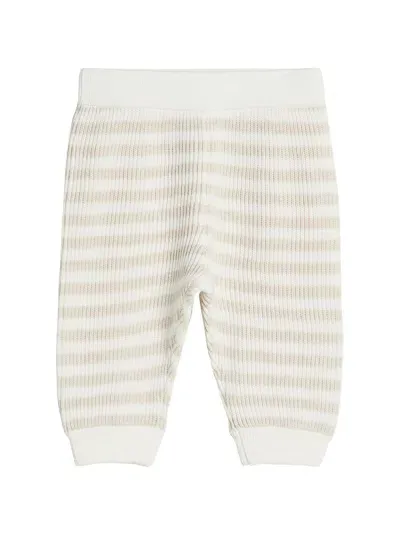 Brunello Cucinelli Babies' Striped Knitted Trousers In Neutrals