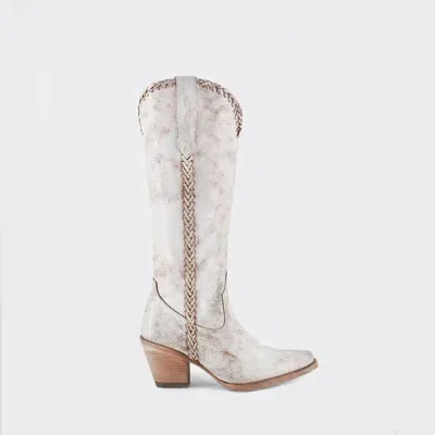 Pre-owned Buck & Brana Women's Kenia Cowgirl Leather Boots In White