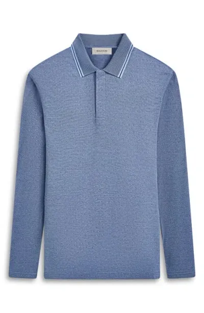 Bugatchi Jacquard Long Sleeve Polo In Air Blue