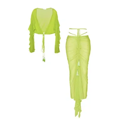 By Felizia Green Amante Chiffon Pareo Set Lime