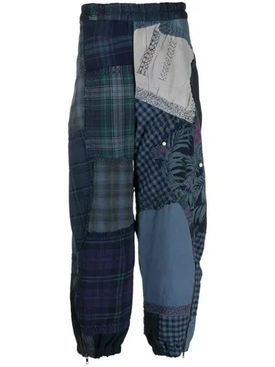 By Walid Patchwork-design Drop-crotch Trousers In Blue