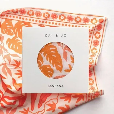 Cai & Jo Bandana Organic Cotton Capricorn Coral In Multi