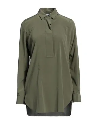 Caliban Woman Top Military Green Size 6 Silk, Elastane