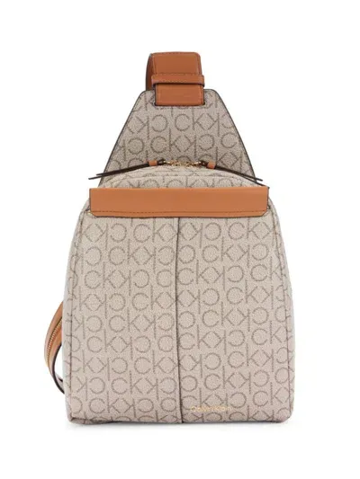 Calvin Klein Women's Millie Logo Print Backpack In Almond