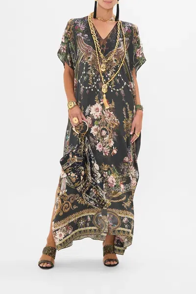 Camilla Slim Fit Kaftan With Lace And Embroidery Dynasty Daze In Black