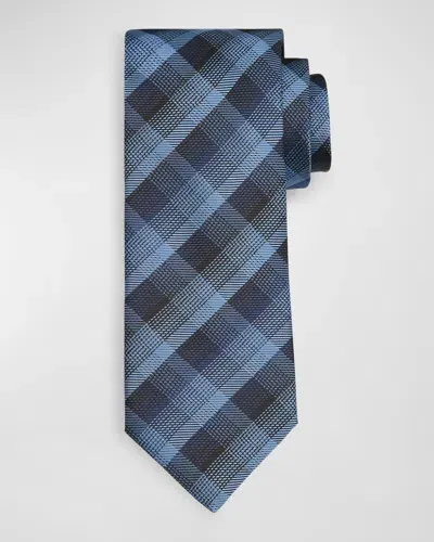 Canali Men's Plaid Check Silk Tie In Blue