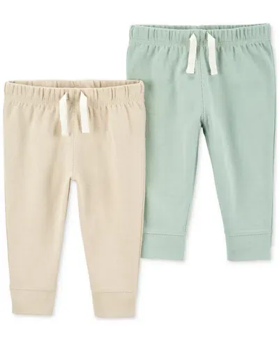 Carter's Baby Boys And Baby Girls Pull On Cotton Pants, Pack Of 2 In Pastel Multi