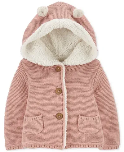 Carter's Baby Faux-sherpa-lined Hooded Jacket In Pink