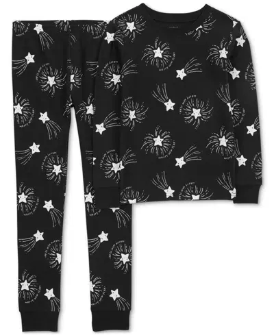 Carter's Little & Big Kids Happy New Year 100% Snug-fit Cotton Pajamas, 2 Piece Set In Black