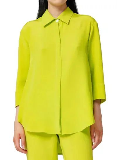 Catherine Regehr Jane Shirt In Bright Lime Silk Crepe In Green