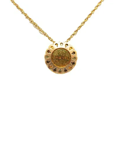 Pre-owned Chanel 1999 Gold Plated Rhinestone Flower Pendant Costume Necklace