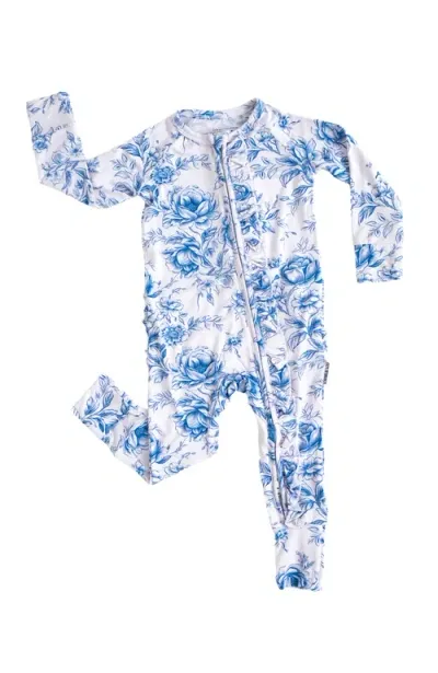 Charlie Lou Baby ® Secret Garden Toile Double Zipper Covertible Ruffle Romper In Blue