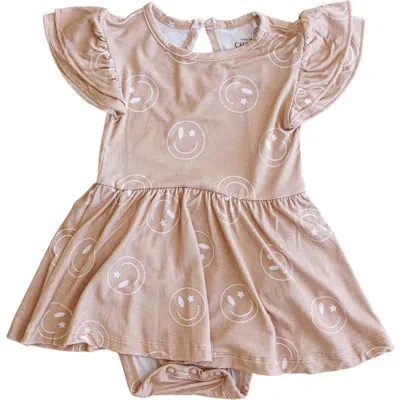 Charlie Lou Baby ® Little Girl's Starry Eyed Smiley Twirl Dress In Beige