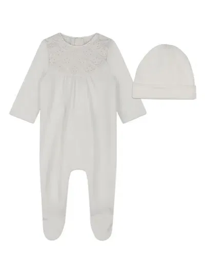 Chloé Babies' Embroidered-detail Cotton Pyjamas Set In Neutrals