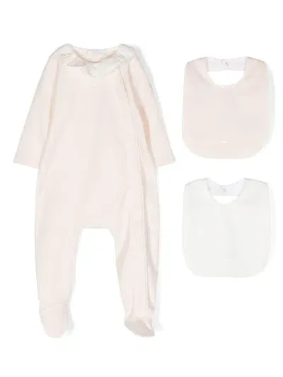 Chloé Logo-print Babygrow Set In Neutrals