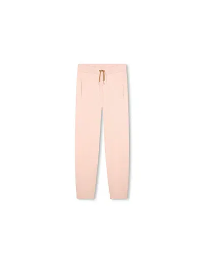 Chloé Kids' Drawstring Knit Track Pants In Pink