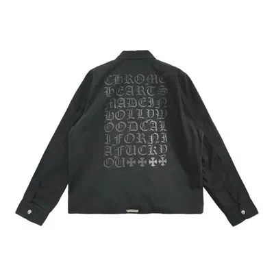 Pre-owned Chrome Hearts Black Zip Up Script Logo Work Jacket