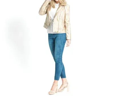 Clara Sunwoo Liquid Sheen Solid Moto Jacket In Champagne/gold In Multi