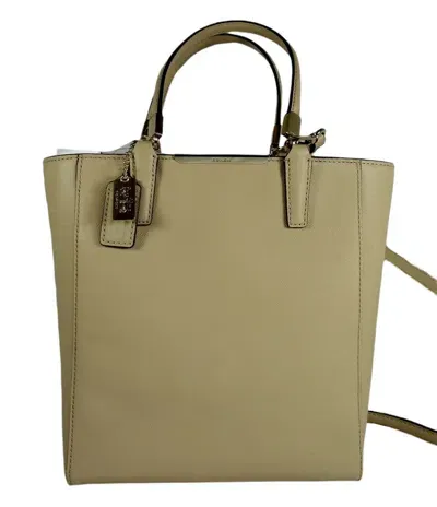 Coach Madison Saffiano Mini North South Tote Crossbody Bag In Tan/gold