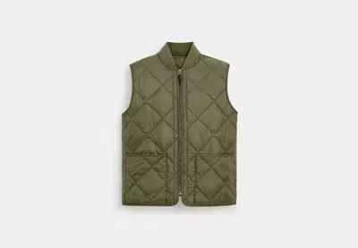 Coach Outlet Quilted Vest In Green