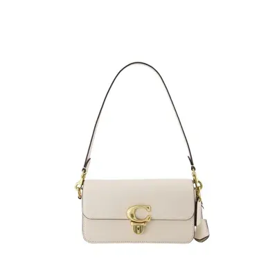 Coach Studio Logo Plaque Baguette Shoulder Bag In Neutrals