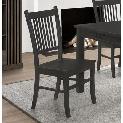 Coaster Marbrisa Slat Back Dining Side Chair Matte Black (set Of 2) In Brown