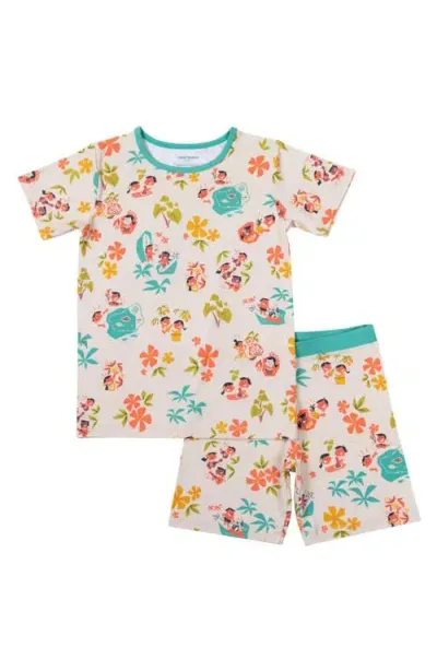 Coco Moon Babies'  Hawaii Life Fitted Two-piece Short Pajamas In Tan