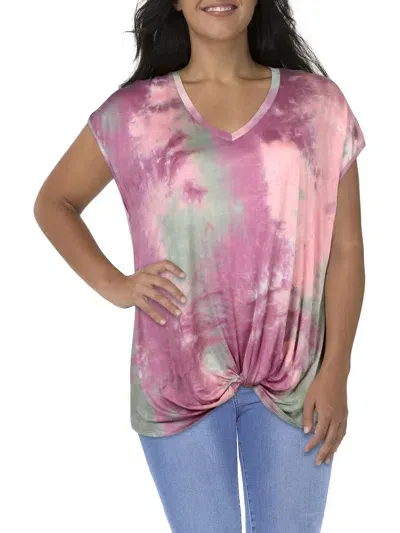 Coin 1804 Plus Womens Tie-dye Gathered T-shirt In Multi