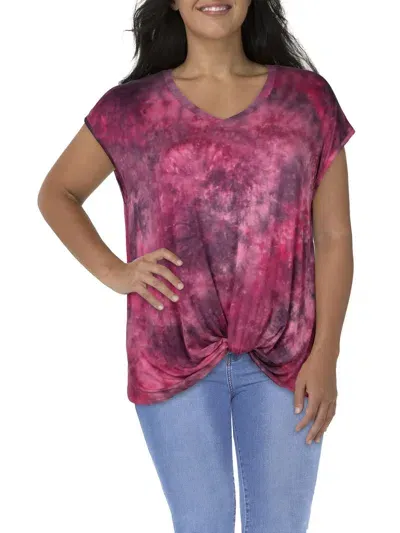 Coin 1804 Plus Womens Tie-dye Gathered T-shirt In Pink