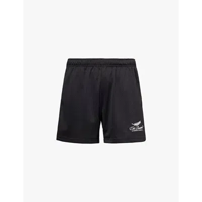 Cole Buxton Mens Black International Embroidered-logo Regular-fit Mesh Shorts