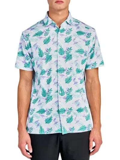 Construct Con.struct Chetah Leaf Print Performance Button-down Shirt In White