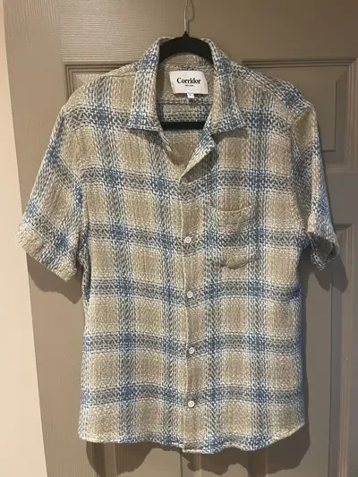 Pre-owned Corridor 2023 Macro Acid Plaid Woven Short Sleeve Shirt In Taupe