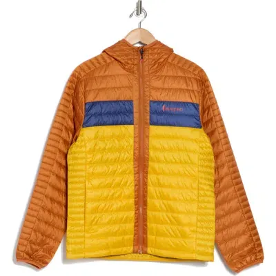 Cotopaxi Capa Channel Quilted Insulated Hooded Jacket In Mezcal/sunset