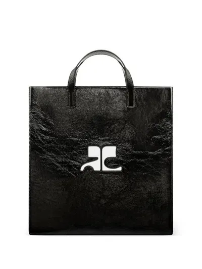 Courrèges Reedition Naplack Tote Bag In Black