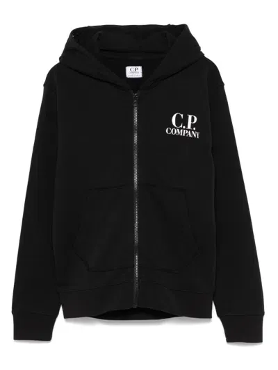 C.p. Company Kids' Goggles-detail Zip-up Hoodie In Black