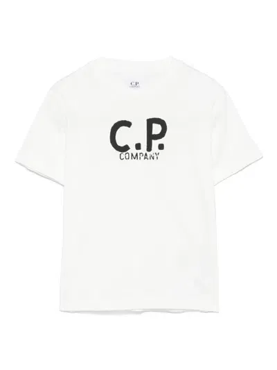 C.p. Company Kids' Logo-print T-shirt In White