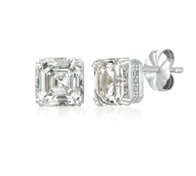 Crislu Women's Royal Asscher Cut Earrings In Platinum In Silver