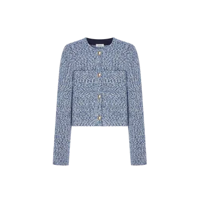 Crush Collection Bouclé Jacket With Pockets In Blue