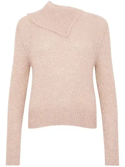 D Exterior Lurex Effect Sweater In Pink