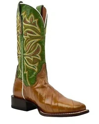 Pre-owned Dan Post Women's Exotic Eel Skin Western Boot - Broad Square Toe - Dps717 In Green