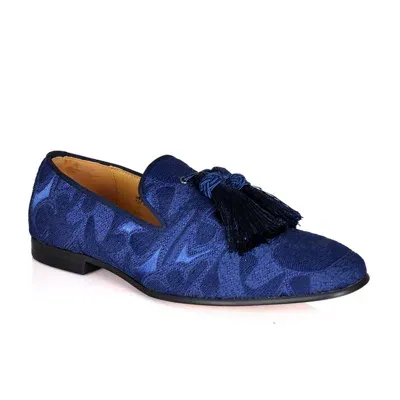 David Wej Men's Alberto Abstract Jacquard Loafers - Blue