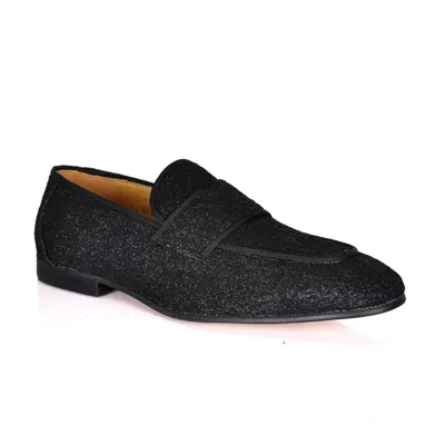 David Wej Men's Alberto Floral Glitter Loafers - Black