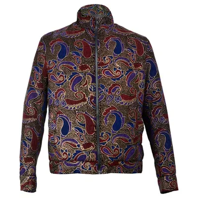 David Wej Men's Brown / Pink / Purple Kensington Handmade Paisley Embroidery Jacket - Purple & Brown In Brown/pink/purple