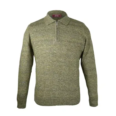 David Wej Men's Jayden Wool Polo Jumper - Green