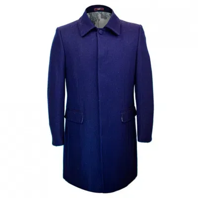 David Wej Men's Single Breasted Overcoat - Blue