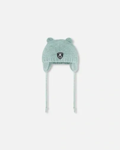 Deux Par Deux Kids'  Baby Unisex Knit Hat With Ears Green In Iceberd Green