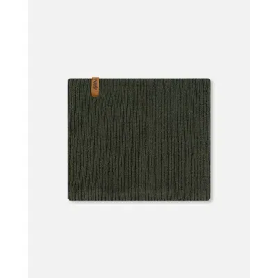 Deux Par Deux Kids'  Boy's Mid-season Knit Neckwarmer Forest Green In Kombu Green